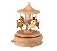 Nicoone Boîte à musique vintage en bois - Carrousel - Boîte à musique en forme de cheval - Décoration d'intérieur