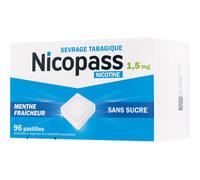 Nicopass 1,5mg Menthe Fraîche Sans Sucre 96 Pastilles