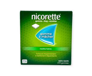 Nicorette 2mg Gommes à mâcher Menthe fraiche sans sucre Boîte de 210