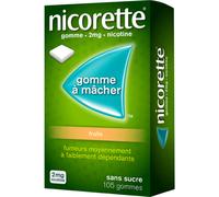 Nicorette 2mg Nicotine Gommes À Mâcher Fruits Sans Sucre 105 Pièces
