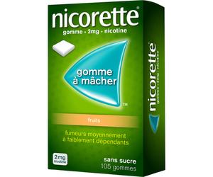 Nicorette 2mg Nicotine Gommes À Mâcher Fruits Sans Sucre 105 Pièces