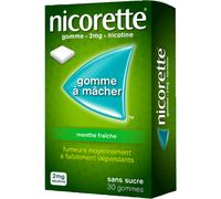 Nicorette Menthe Fraîche Nicotine 2mg Gommes À Mâcher Sans Sucre 30 Pièces