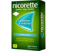 Nicorette Menthe Glaciale 4mg Nicotine Sans Sucre 30 Gommes à mâcher