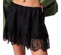 Nicoxijia Mini jupe à volants en dentelle Y2K taille basse plissée à volants pour femme, Noir , S