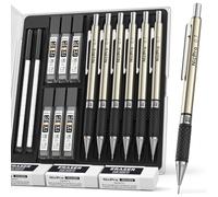Nicpro 0,7 mm Ensemble de porte mine, 6 criterium dessin en métal 0,7 mm avec 6 tubes de mine HB et 18 recharges de gomme pour adultes, enfants, écriture, dessin, croquis, noir