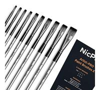 Nicpro 10 pièces Pinceau Plat pour Peinture Acrylique, Aquarelle, Huile, Gouache, kit d'artiste pour la Peinture du Visage et du Corps pour Enfant et Adulte