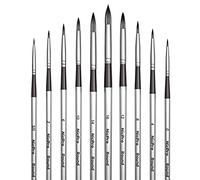 Nicpro 10 pièces pinceaux Aquarelle, Pointes Rondes pour Aquarelle, Acrylique, Gouache, encres, Huile et Tempera, Fin pinceaux de détail pour Beaux-Arts, Loisirs créatifs et Peinture à numéros