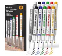 Nicpro 12 pièces marqueurs à pointe longue, pour trous profonds de 20 mm, à séchage rapide et étanches, pour le travail du métal, de l'acier, du carrelage et du verre, outil de marquage