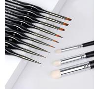 Nicpro 12 Pinceaux Miniatures, Pinceau Peinture à Sec pour modèles, Aquarelle Acrylique, pinceaux de détail et pinceaux secs pour Peinture Miniature, modèle, Peinture par numéro