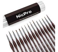 Nicpro 15 pièces pinceaux Peinture pour détails, Petits pinceaux Miniatures à Pointe Fine pour Acrylique, Huile, Aquarelle, modèles, Peinture par numéros, Miniature, Artisanat, rupestre (Marron)