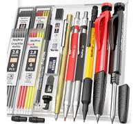 Nicpro 17 pièces crayon chantier avec taille-crayon, crayon de chantier mécaniques avec recharge 57, poinçon central automatique et outil de travail du bois en carbure, crayon de construction robuste