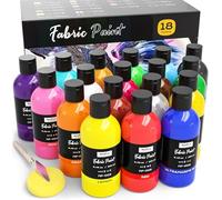 Nicpro 18 couleurs peinture textile permanente (250 ml/flacon) - Douce et non toxique, pour vêtements, loisirs créatifs, t-shirts, chaussures, jeans, sacs, toiles, avec cercle chromatique