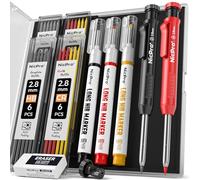 Nicpro 2 pièces CP1000 crayon chantier, portemines de charpentier avec 26 recharges, marqueurs à pointe longue pour trous profonds, pour la construction, crayons de menuiserie robustes