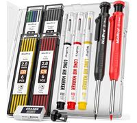 Nicpro 2 pièces CP1000 crayon chantier, portemines de charpentier avec 26 recharges, marqueurs à pointe longue pour trous profonds, pour la construction, crayons de menuiserie robustes