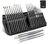 Nicpro 20 pièces Fin pinceaux Peinture Miniatures drybrush, Pinceau pour maquettes avec étui en Nylon pour Acrylique, Huile, Aquarelle, pinceaux secs pour maquettes, Miniature, numéros, Artisanat