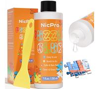 Nicpro 210 ml colle puzzle avec deux applicateurs, préserve les puzzles finis, séchage rapide, non toxique et transparente, kit de colle glue hydrosoluble pour adultes, pour 3000/4500/5000 pièces
