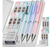 Nicpro 3 Pièces Pastel Porte-Mines 0.7 mm, Art Mignon Crayon Mécanique Criterium avec 6 Tubes HB Mines, Gommes, Trousse pour Enfant étudiant Dessin Esquisse écriture