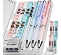 Nicpro 3 Pièces Pastel Porte-Mines 0,9 mm, Porte-Mines avec 6 tubes de mine HB 0.9mm, 3 gommes et 9 recharges de gomme, fournitures scolaires mignonnes pour écrire, dessiner, faire des croquis