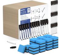 Nicpro 30 pièces tableaux blancs effacable A4, 22 x 30 cm, double face, avec 30 stylos, 30 gommes, petit tableau blanc portable pour étudiants et salles de classe