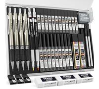 Nicpro 37 pièces porte mine, comprenant 4 crayons à dessin en métal de 0,3 mm, 0,5 mm, 0,7 mm et 0,9 mm, et 2 porte-mines de 2 mm (couleurs 6B, 4B, 2B, HB, 2H, 4H) pour le dessin et l'esquisse
