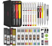 Nicpro 39 crayons chantier, crayons de charpentier mécaniques avec 102 recharges, Marqueurs à pointe longue, Outil de traçage en carbure et Crayons de construction pour architecte et menuisier
