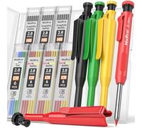 Nicpro 4 Pièces crayons de charpentier avec taille-crayon, 48 recharges, marqueurs à trou profond, crayons de travail du bois, crayons de construction robustes pour architecte - avec étui