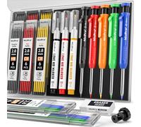 Nicpro 5 pièces crayons chantier avec taille-crayon, porte mines de construction avec 48 recharges, outil de marquage robuste, marqueurs pour trous profonds pour le marquage architectural