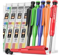 Nicpro 5 Pièces crayons de charpentier avec taille-crayon et capuchon, 53 recharges, marqueurs à trou profond, crayons de travail du bois, crayons de construction robustes pour architecte - avec étui