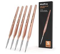 Nicpro 5 pièces Fin pinceaux détail Professionnels, Pointe Extra Fine 000, Pinceau pour Peinture Miniature, Ronds 3/0, pour Micro-Aquarelle, Huile, Acrylique, maquettes, Peinture par numéros