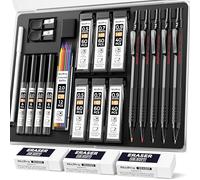 Nicpro 5 Pièces Porte-Mines D'art, Crayons Mécaniques Critérium 0,5, 0,7, 0,9, 2PCS 2mm Recharges(4B 2B HB 2H), Porte Mine pour l'écriture d'Artistes, l'esquisse, le Dessin