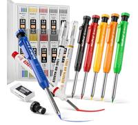 Nicpro 6 pièces CP1000 crayon chantier avec taille-crayon, porte mines de charpentier avec 66 recharges, marqueurs à pointe longue pour trous profonds, crayons de menuiserie robustes