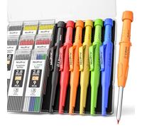 Nicpro 6 pièces CP3000 crayons chantier avec taille-crayon, porte mine avec 78 recharges, crayon charpentier robuste, outils de charpentier pour marquage architectural