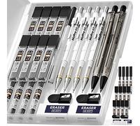 Nicpro 6 Pièces Porte-Mines avec étui, Crayon Mécanique Criterium 0,3 & 0,5 & 0,7 & 0,9 & 2,0 mm (4B 2B HB 2H) Recharges, Taille Crayon, Porte Mine pour l'art, le Dessin, l'écriture, l'esquisse