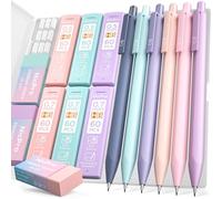 Nicpro 6 Pièces Porte-Mines Pastel Mignons 0,5 et 0,7 mm avec 6 Tubes de Recharge, 3 Gommes, Crayons Mécaniques pour l'écriture, le dessin, les Croquis, Criterium Dessin avec étui