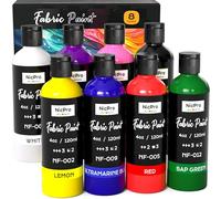 Nicpro 8 couleurs peinture textile permanent(120 ml/flacon) - Douce et non toxique, pour vêtements, loisirs créatifs, t-shirts, chaussures, jeans, sacs, toiles, avec cercle chromatique