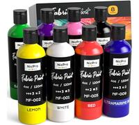 Nicpro 8 couleurs peinture textile permanent(120 ml/flacon) - Douce et non toxique, pour vêtements, loisirs créatifs, t-shirts, chaussures, jeans, sacs, toiles, avec cercle chromatique