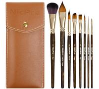 Nicpro 8 Kolinsky pinceaux aquarelle professionnels, idéal pour les voyages et convient aux artistes débutants avec pointe ronde, plates, gréeur, langue de chat ovale pour peinture à l'encre aquarelle
