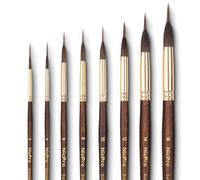 Nicpro 8 pinceaux Aquarelle Professionnels, Pointe Fine allongée, Poils de martre et Pointe synthétique Extra-Longue pour Une précision optimale- Peinture Aquarelle, Acrylique, Gouache et Encre
