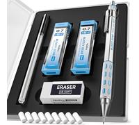 Nicpro Blocky Gear 0,7 mm coffret de porte mine mécaniques avec étui, porte-mines métallique avec mines et gomme pour l'écriture, le dessin et le dessin artistiques professionnels et adultes