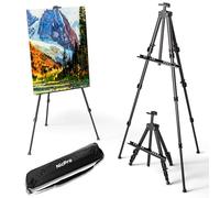 Nicpro chevalet d'artiste pour enseignes - 1 chevalet trépied en aluminium noir, hauteur réglable de 43 à 168 cm, pour peinture sur table/sol, présentoir, affiche, toile | avec sac de rangement