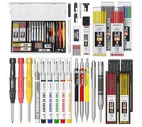 Nicpro coffret de crayons de charpentier avec taille-crayon, crayons de charpentier mécaniques avec recharge de mine, marqueur pour trous profonds