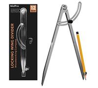 Nicpro Compas 12 pouces pour le Travail du Bois avec Aile et Porte-Crayon, Compas de Crayon de Charpentier Professionnel Idéal pour la Géométrie, le Dessin, la Rédaction
