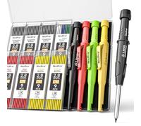 Nicpro CP3000 crayon chantier, 4 porte mines avec 76 recharges, crayon menuisier robuste, outils de charpentier pour marquage d'architecte (rouge, noir, jaune, vert)