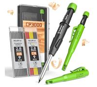Nicpro CP3000 crayon chantier avec taille-crayon, porte mines avec 19 recharges, marqueur pour trous profonds pour la construction, crayon de construction robuste, outil de travail du bois