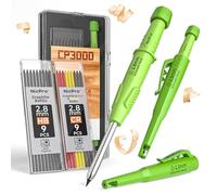 Nicpro CP3000 crayon chantier, porte mine 2,8 mm avec 19 recharges, marqueur de trous profonds pour la construction, crayon charpentier robuste, outils de menuiserie pour le marquage architectural