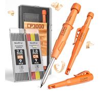 Nicpro CP3000 crayon chantier, porte mine 2,8 mm avec 19 recharges, marqueur pour trous profonds pour la construction, crayon menuisier robuste, outils de charpentier pour le marquage architectural
