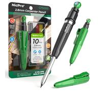 Nicpro CP5000 crayon chantier magnétiques 7 en 1, porte mine charpentier mécanique de 2,8 mm,10 mine recharges, marqueur de trou profond pour la construction, crayon de menuiserie, outils de menuisier