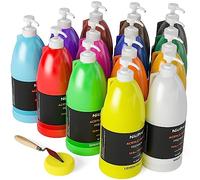 Nicpro Ensemble de peinture acrylique en grand format de 14 couleurs (1000 ml, 33,8 oz) Fournitures de peinture artistique riches, non toxiques pour toile, bois, cuir, tissu, pierre, artisanat, pour