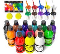Nicpro Grande peinture lavable pour enfants de 250 ml, non toxique avec pinceaux, tasses et éponge pour art, affiche, école, salle de classe, loisirs créatifs, enfants