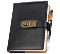 Nicpro journal intime avec cadenas, carnet A5 en cuir PU, métal, carnet de mots de passe de 260 pages, intime vintage pour voyages, prise de notes, planification et organisation (21,8 x 14,7 cm)